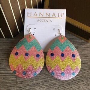 Colorful Easter Egg Print Teardrop Earrings